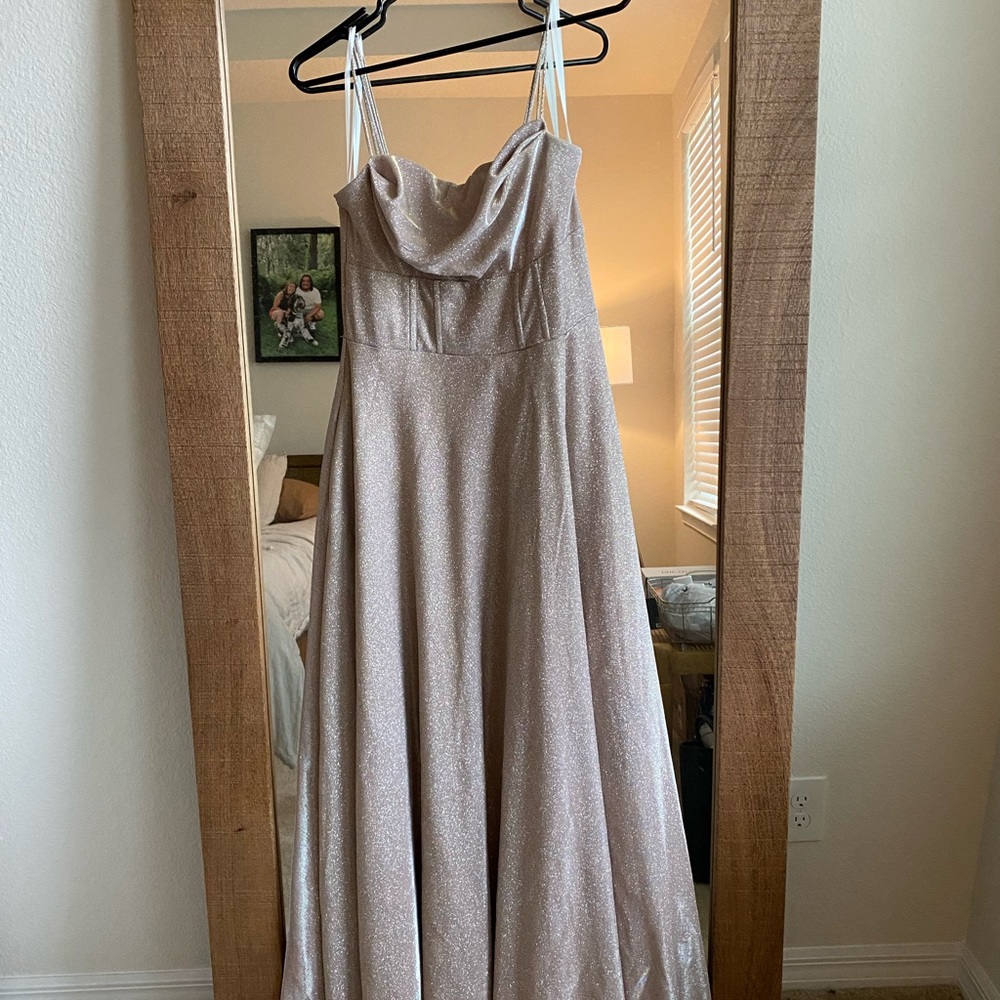 Silver Pink Sparkle/Shimmer Bridesmaid Dress